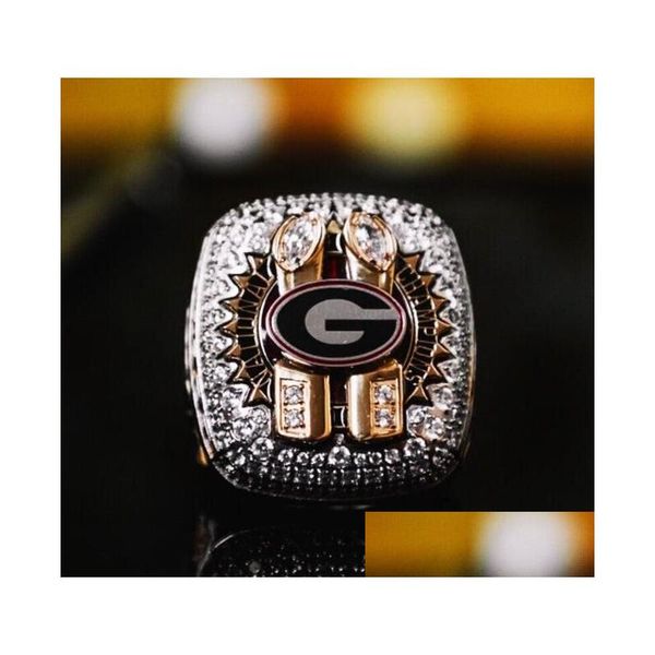 Mit Seitensteinen 2022 2023 Geor Bldogs National Team Champions Championship Ring Mit Holzdisplay Box Souvenir Ncaa Männer Fan Geschenk W Dh4Dj