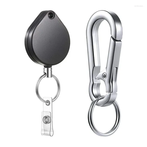 Anahtarlıklar küçük ağır hizmet tipi geri çekilebilir rozet tutucular, kemer klipsli anahtar halkası ile kimlik için klips anahtarı anahtarlık