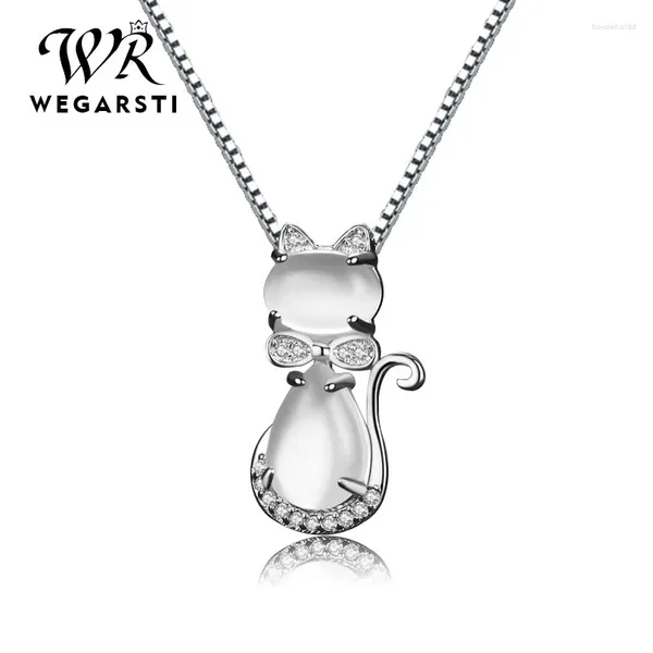 Kolye wegarsti 925 gümüş gül kuvarslar taş kedi kolye kolye kadınlar için romantik taş nişan yıldönümü hediyeleri