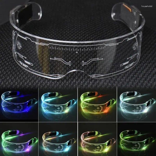 Decoração de festa LED Luminous Sunglasses Vintage Punk Goggles Homens Mulheres Moda Natal Colorido Light Up Glow Glasses