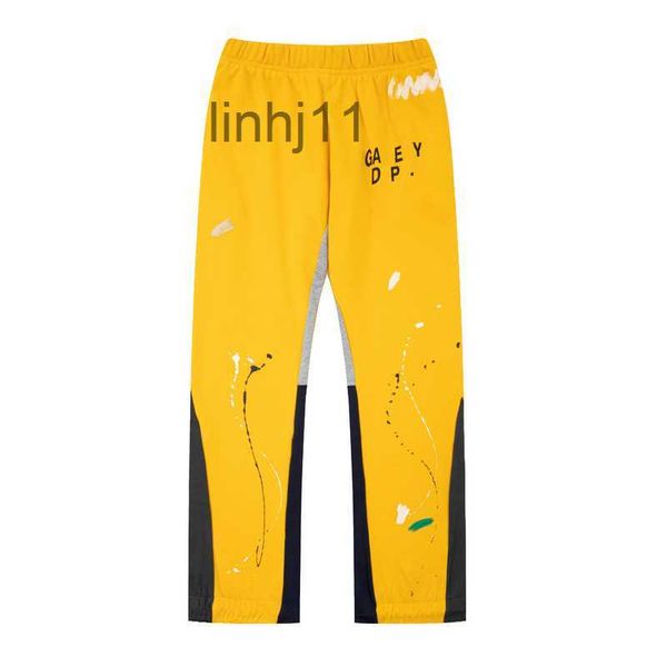 Herrenhose Herren Designer Männer Breites Bein Briefdruck Modestil Lange Lässige Regenbogen Palmen Jogger Streifen Kordelzug Gelb L69KCH