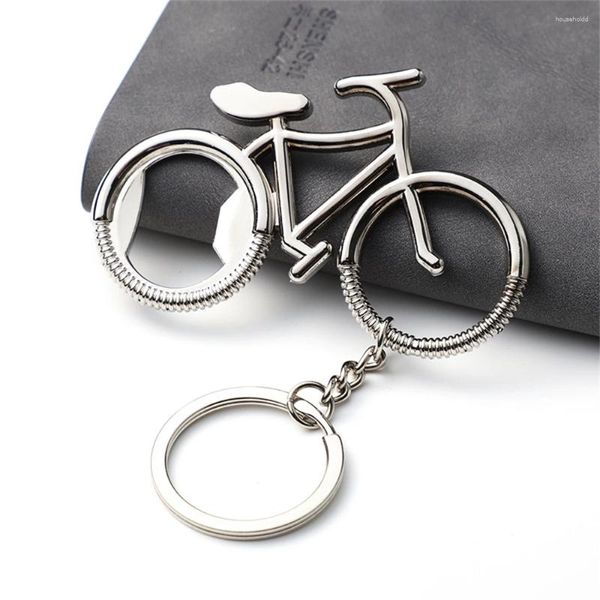 Chaveiros 1 pc criativo bicicleta chaveiro portátil metal bicicleta em forma de cerveja abridor de garrafa chaveiros para entusiastas de ciclismo homens presentes barra ferramenta