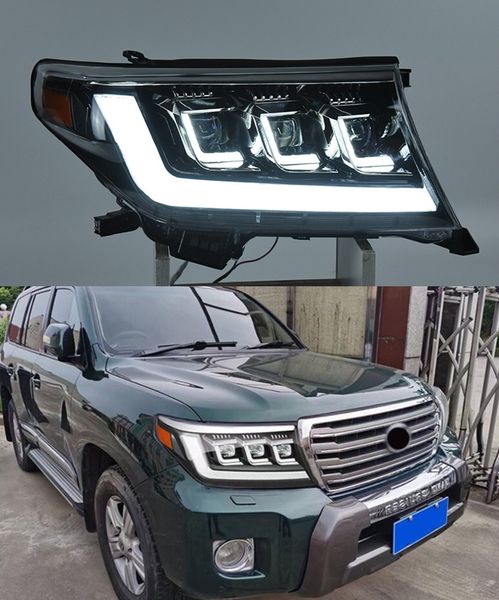 Toyota Land Cruiser LED için Head Işık Gündüz Koşu Far 2008-2015 DRL Turn Sinyal Çift Işın Lambası lens Araba Stil