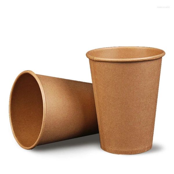 Copos descartáveis canudos 100 unidades/pacote 245ml copo de papel kraft café qualidade superior para beber fontes de festa