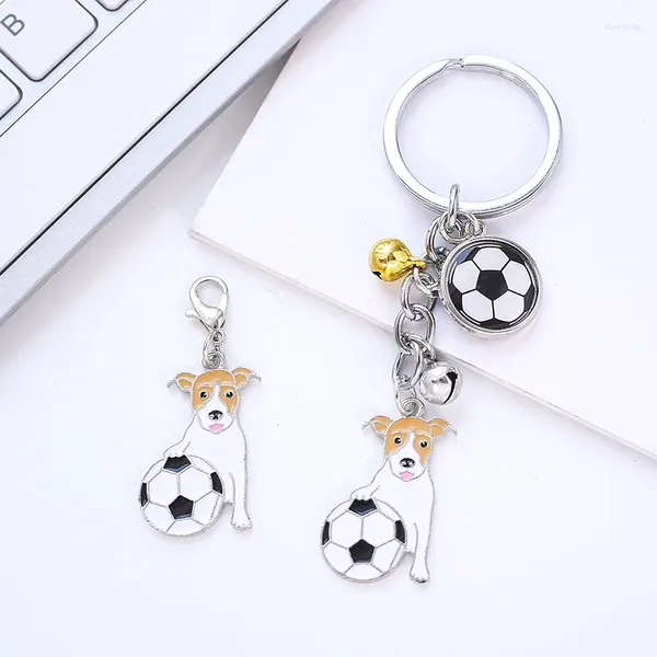 Portachiavi Moda I Love Dog Football Jack Russell Terrier Portachiavi Ciondolo Femmina Metallo Pet Bag Charm Car Holder Gioielli Regalo