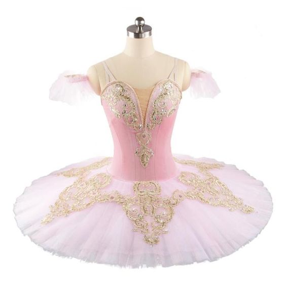 Tutù da balletto professionale in oro rosa Tutu della bella addormentata Abito da fata per ragazza Concorso di balletto Costume velluto Adulto5183716