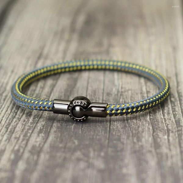 Charme Pulseiras Hiphop Mens Pulseira Corda Destacável Fivela Envoltório Braslet Outdoor Camping Braclet Acessórios 6mm Tecido Étnico Pulseria