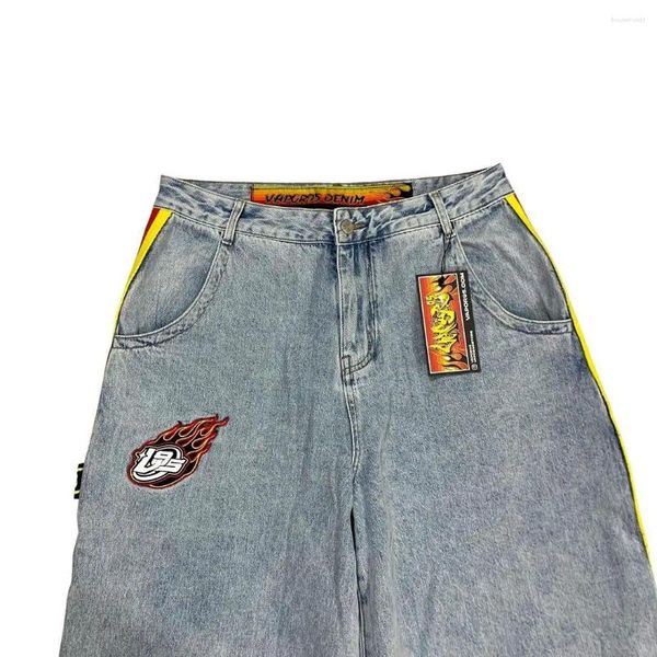 Jeans da uomo a gamba larga larghi retrò Hip-Hop Street Skateboard da uomo Y2k coreano pantaloni casual a gamba dritta coppia da donna