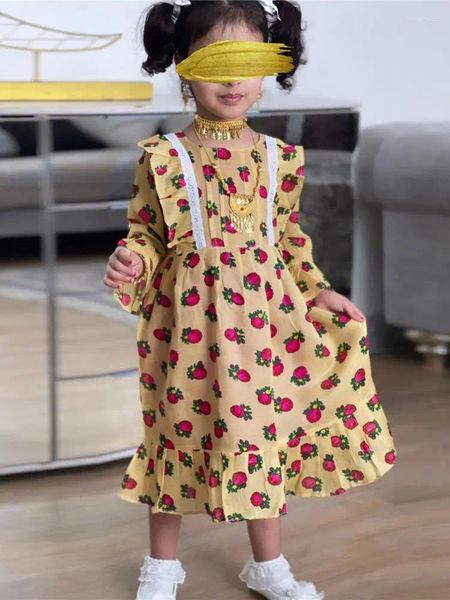 Этническая одежда Рамадан Ид Платье для девочек Кафтаны Дети Абая Дубай Арабский Турция Ислам Пакистан Мусульманские Абаи Детский халат Arabe Musulmane