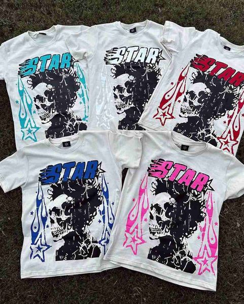T-shirt da uomo oversize BORN A STAR magliette grafiche per uomo gotico camicie tutte in cotone Coppie streetwear y2k top nuovi vestiti goth donna T240202