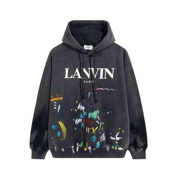 Herren Streetwear Graffiti Lanvin Galleryys Damen Branded Designer Co Hoodies Pullover Herbst Dept Splash Print Tinte Winter Lose Kapuze 80LX