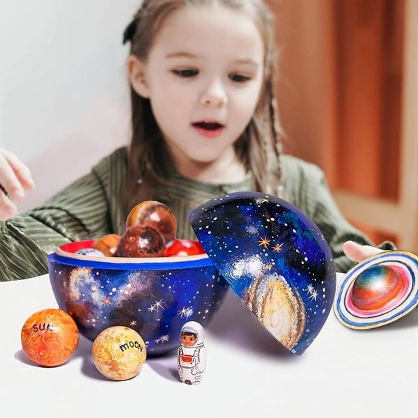 Universo del Sistema Solare in legno Gioco di apprendimento Montessori Ambiente Giocattoli educativi adatti per bambini giocattolo spaziale 240131