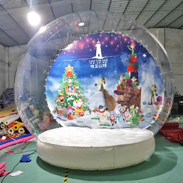 vendita all'ingrosso Per Natale Tenda gonfiabile gigante con cupola a bolle di neve con soffiatore 2M / 3M / 4M Sfondo sostituibile Globi di neve umani