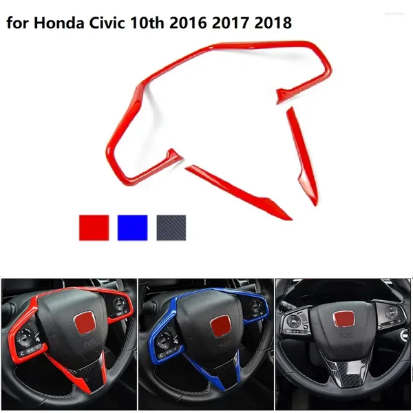 Acessórios interiores 3 pçs para honda civic 10th 2024 estilo de fibra carbono volante do carro quadro capa guarnição adesivos acessórios