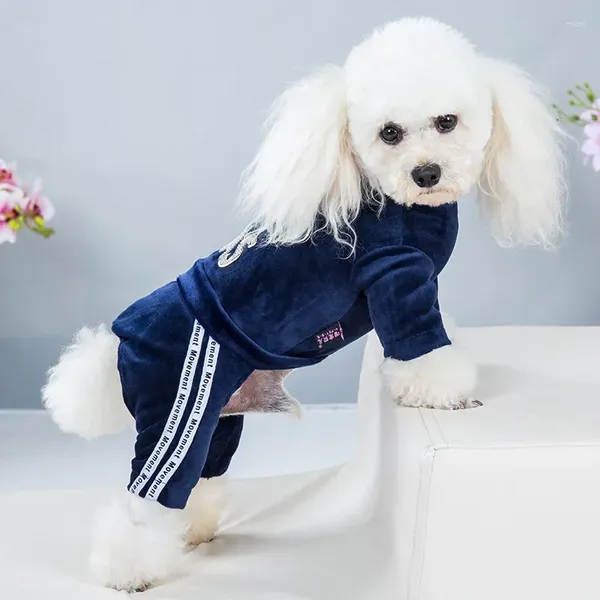 Cão vestuário outono moletom carta decorar roupas de lã para cães pequenos filhote de cachorro macacão yorkie outfits inverno quente roupas para animais de estimação