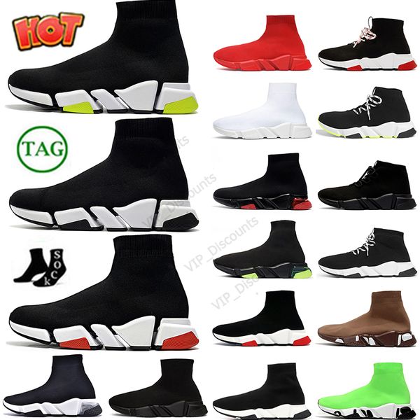 Designer meias sapatos casuais plataforma mulheres homens velocidade 2.0 1.0 treinador preto branco corredor tênis rendas até mocassins botas 36-45