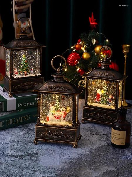 Dekorative Figuren, Schneekugel, Laterne, beleuchtet, wirbelnde Glitzer-Spieluhr, Weihnachtsdekoration, Weihnachtsmann-Jahr