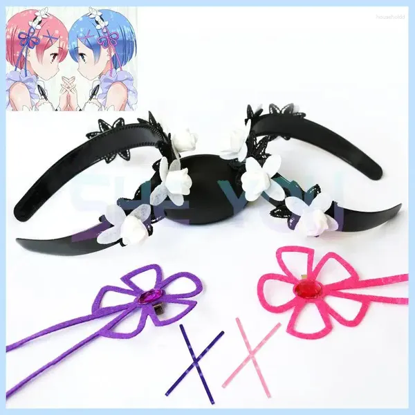 Fontes de festa anime re: a vida em um mundo diferente de zero ram rem bandana hairpin headwear acessórios cosplay