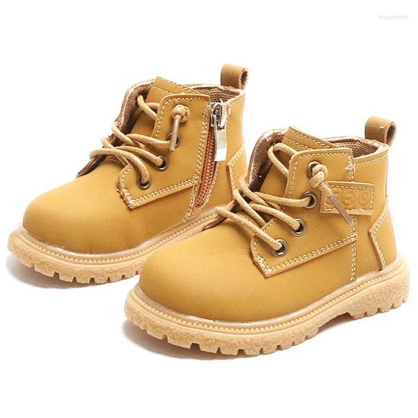 Сапоги, осень-зима, короткие детские кожаные туфли в британском стиле для малышей, детская повседневная модная обувь