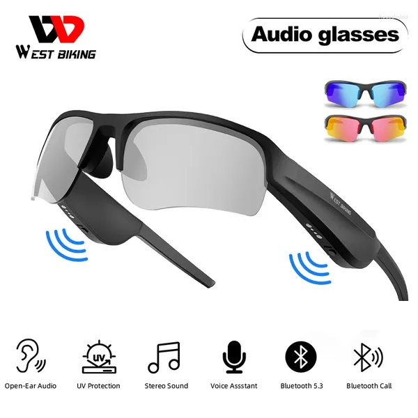 Occhiali da esterno WEST BIKING Occhiali Bluetooth intelligenti Cuffie senza fili Chiamate audio Occhiali da sole Uomo Donna Occhiali sportivi