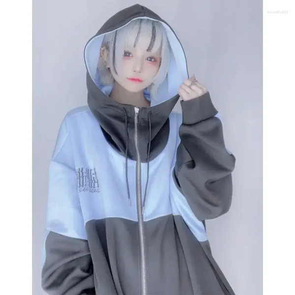 Kadın Hoodies Sonbahar ve Kış Ekleme Sıradan Fermuarı Kawaii Japon Harajuku Kadın Kapşonlu Ceket Giysileri Gotik Punk Sokak Giyin