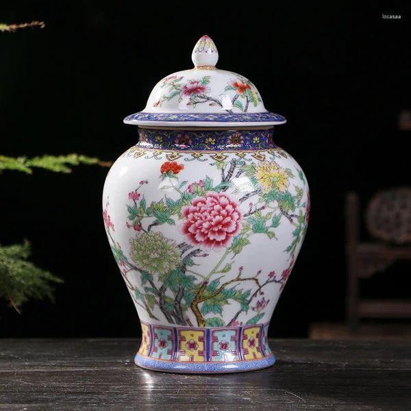 Garrafas de porcelana branca rosa vaso jingdezhen cerâmica com design flor jardim escritório el vasos chineses para sala estar 10 Polegada