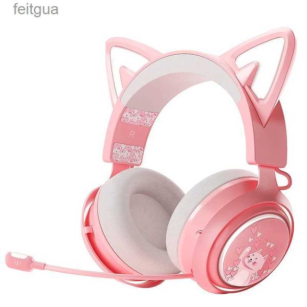 Auricolari per cellulare Nuovo GS510 Wireless Bluetooth Carino luminoso Cat Ear Cuffie HD Mic Gioco musicale Live Regolazione in 3 modalità Cuffie per PC MAC YQ240202