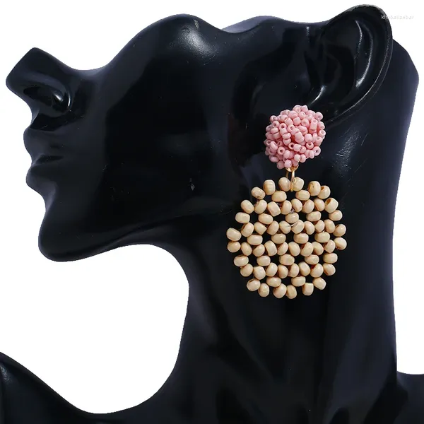 Orecchini pendenti In resina etnica boema Perline Moda Semplice Perline di legno lavorate a mano da donna Con nappe Gioielli a goccia Brincos