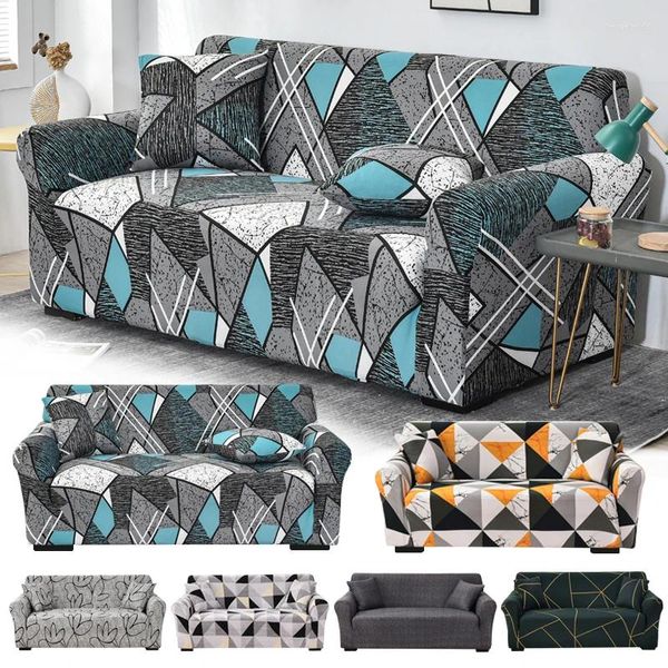 Cadeira cobre treliça quadrada impressa capa de sofá para sala de estar pet crianças estiramento elástico sofá l forma secional protetor de móveis