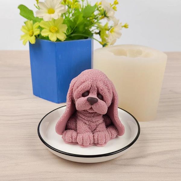 Stampi da forno DW0418 PRZY Animali Stampo per candele in silicone 3D Shar Pei The Big Ear Dog Stampi per sapone Matrimonio Compleanno Stampo per San Valentino