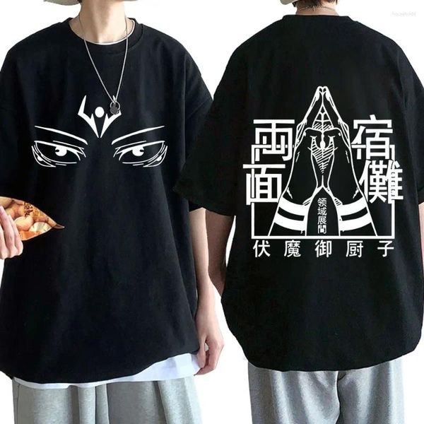 Camiseta masculina anime jujutsu kaisen ryomen sukuna olhos camiseta para homens 2024 verão manga curta streetwear gráficos unisex y2k roupas tops