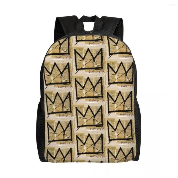 Zaino Crown di Basquiats per donna uomo resistente all'acqua School College Graffiti Art Bag Print Bookbags