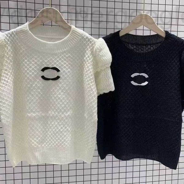 Kadın Örgü Tees Designer En Kalite Ekose Güllü Buz İpek Örme T-Shirt Moda Alfabe İşlemeli Crewneck Kısa Kollu N7ER