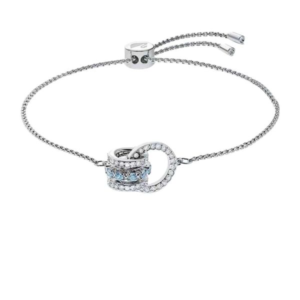 Swarovskis pulseira designer feminino qualidade original charme pulseiras feminino cristal incrustado anel de diamante interligado contas oco pulseira