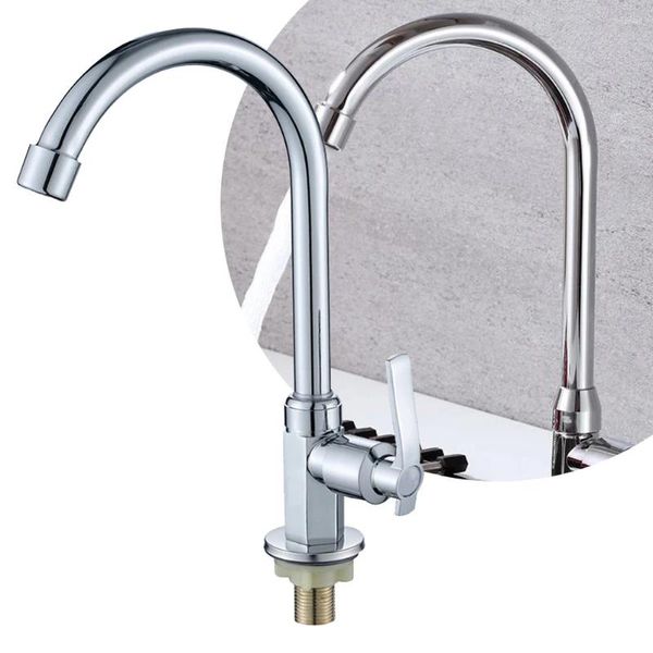 Rubinetti da cucina Miscelatori per lavello Rubinetti con bocca girevole Rubinetto monocomando per acqua fredda Rubinetto moderno cromato Utensili per la casa Accessori