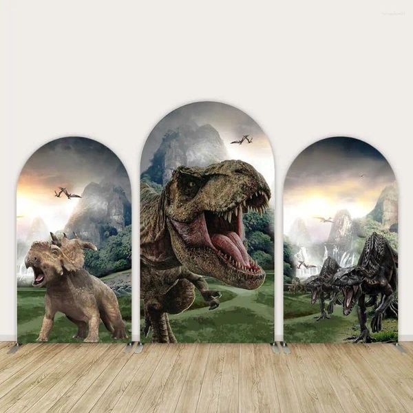 Decorazione per feste Personalizza lo sfondo con copertina ad arco del dinosauro Jurassic Park Chiara per lo sfondo del safari nella giungla del primo compleanno del ragazzo