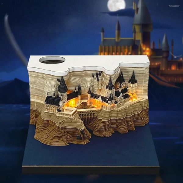 Festa favor 3d mesa calendário bloco de notas castelo não-pegajoso nota rasgar papel revelar magia para escritório/casa diy presente criativo