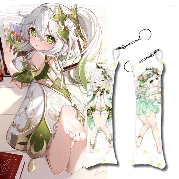 Chaveiros Genshin Impact Nilou Mini Dakimakura Chaveiro Anime Dupla Face Impresso Pequeno Travesseiro Pingente Bonito Otaku Decor