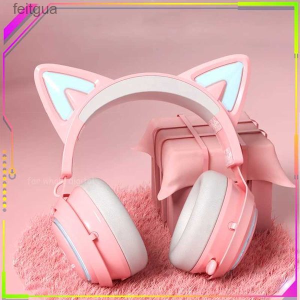 Auricolari per telefoni cellulari Somic GS510 cablato/wireless 2.4g Cat Ear Cuffie da gioco Cuffie E-Sport Luce RGB per ragazza Gamer Lettore desktop Regalo di compleanno YQ240202