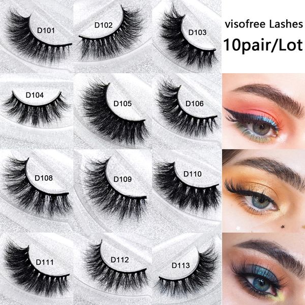 10 Paar Visofree Nerz Wimpern 3D Nerz Falsche Wimpern Großhandel Natürliche Wimpern Dramatische Wimpern Handgemachte Vollstreifenwimpern Make-up 240123