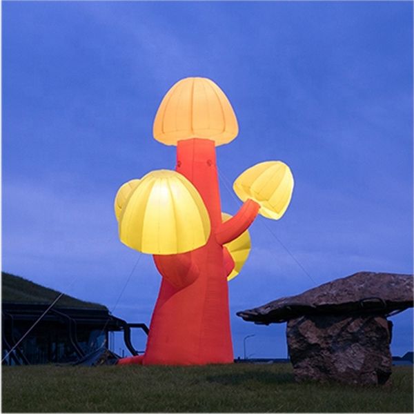 Großhandel Hochwertiger, großer, orangefarbener LED-Beleuchtung, luftgeblasener, aufblasbarer Pilzbaum für den Außenbereich, für Veranstaltungen, Partys, Show-Dekoration 001