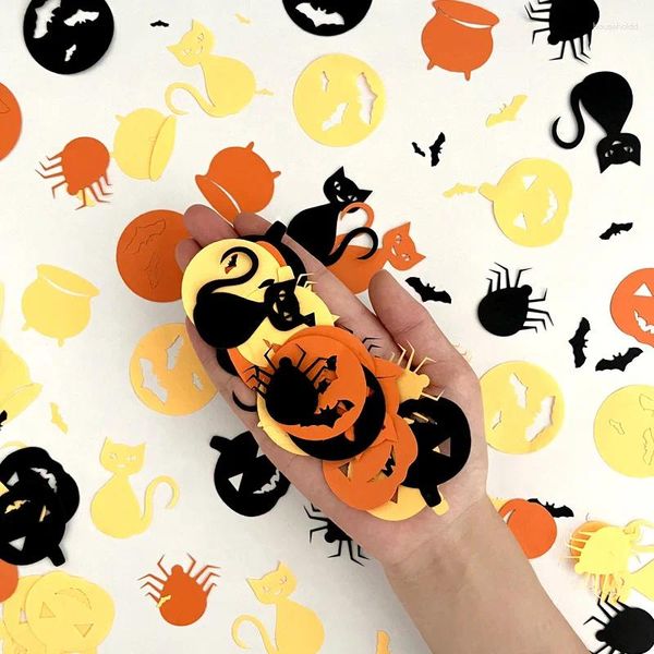 Decoração de festa 15 g/saco Halloween Abóbora Morcego Aranha Gato Preto Confetti Feliz Fantasma Mesa Toss DIY