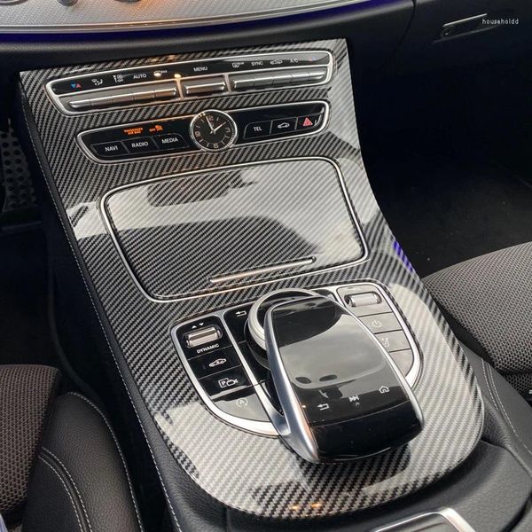 Innenzubehör für Mercedes Benz E-Klasse W213 2024, ABS-Carbon-Textur, Mittelkonsole, Schalttafel-Abdeckung, Aufkleber-Ordnung