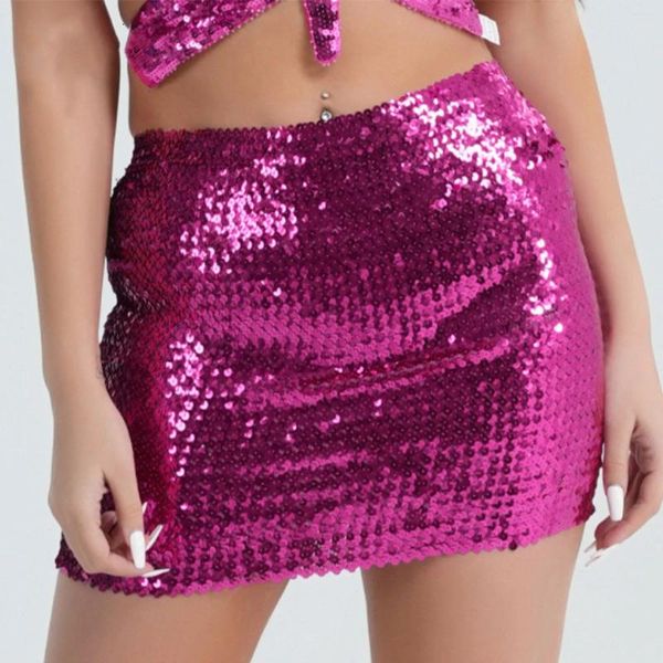 Etekler kadın payetler mini gece kulübü parlak kısa bodycon glitter parti festivali dans etek ışıltılı göbek dansçısı giyim