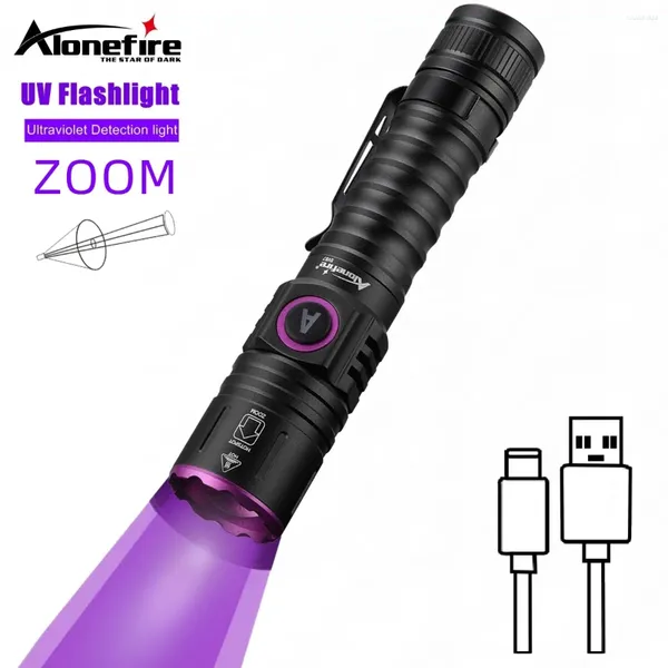 Lanternas Tochas 365nm UV Lanterna Portátil Ultravioleta Zoomable Luz Violeta Pet Urina Detector de Escorpião Detecção de Agente Fluorescente