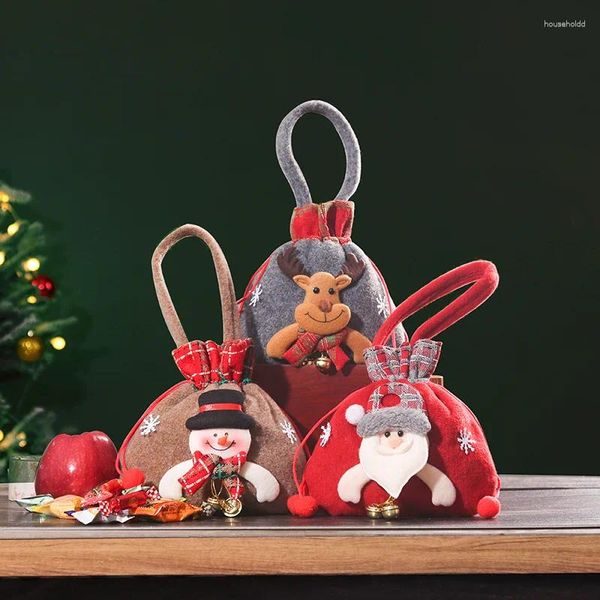 Рождественские украшения Eve Apple Package Мультфильм Санта-Клаус Снеговик Лось Подарочная сумка 2024 Merry Deco Candy Handbag Happy Year