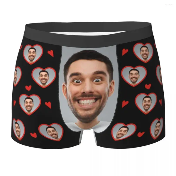 Cuecas boxer masculinas com rosto personalizado, roupa íntima personalizada com po, presente personalizado para namorado, marido, dia dos pais