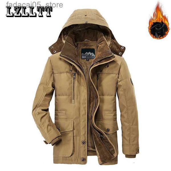 Parka da uomo in piumino 7XL Uomo Parka invernale caldo Uomo Giacca in pile staccabile Parka Uomo Casual Cotone Outdoor Pelliccia Trench Imbottito Giacche Cappotti Q240202