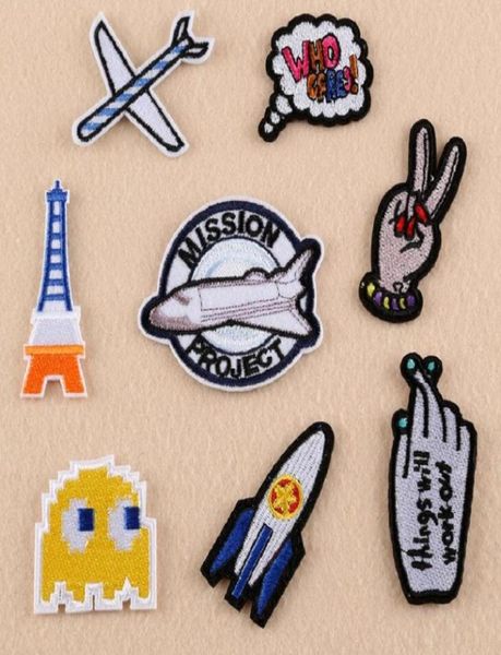 Eisen auf Patches DIY bestickt Patch Aufkleber für Kleidung Kleidung Stoff Nähen Schmetterling Flugzeug Hand Design8095980