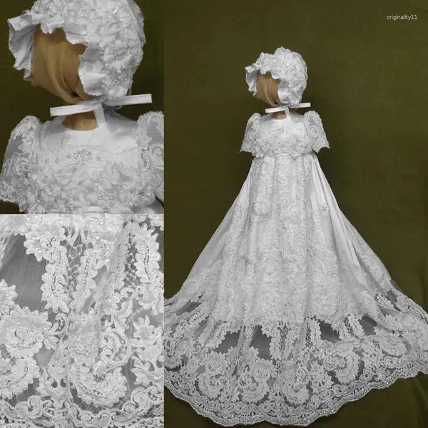 Mädchen Kleider Kleinkind Taufe Kleid 2 Stück Spitze Taufkleid Baby Mädchen Geburtstag Party Warme Hochzeit Blume Prinzessin